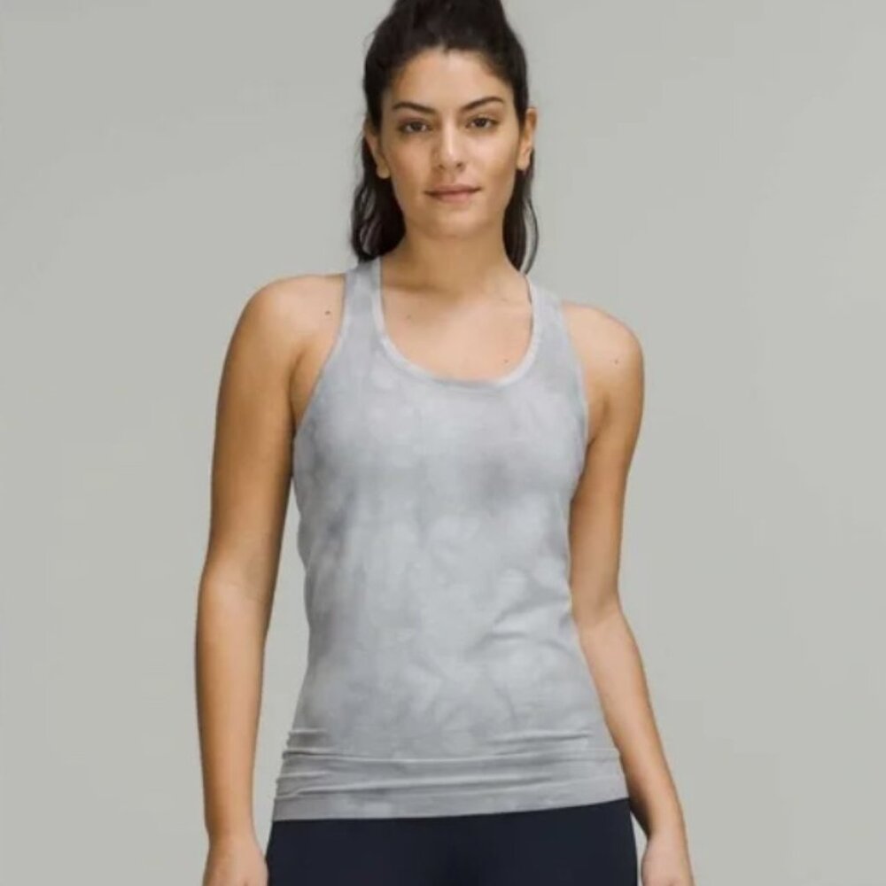 Lululemon Swiftly Tech Racerback Tank 2.0 Waist Length Rhino Grey Marble Size 6